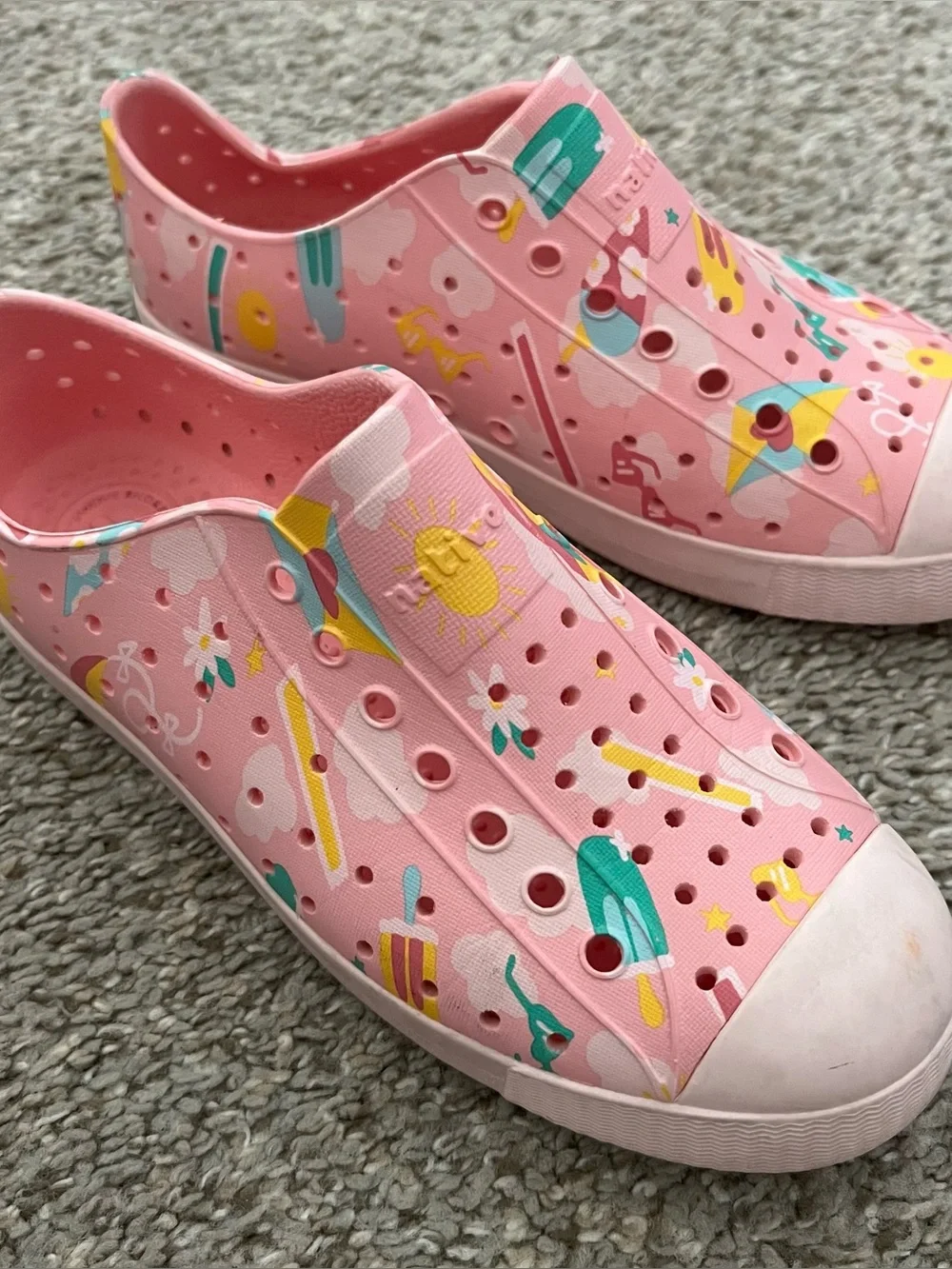 Native Kids Pink Beach-Print Slip-On Water Shoes Size 2